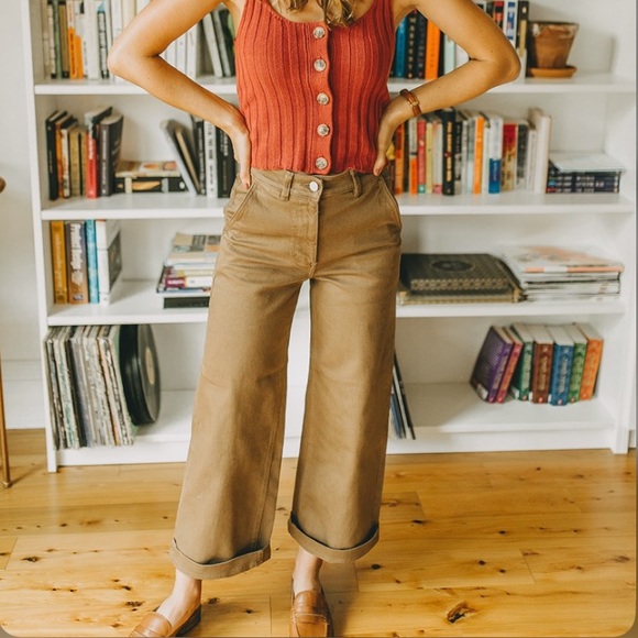 Everlane Pants - Everlane Ochre Wide Leg Crop Chino Pant